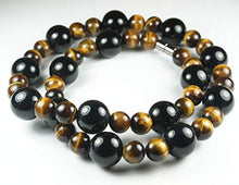 Load image into Gallery viewer, Mens Beaded Necklace - Tiger Eye Necklace - Black Onyx Necklace - EMF Protection Necklace - Anti Depression
