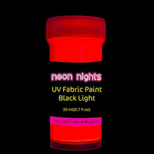 Load image into Gallery viewer, Fabric &amp; Textile UV Paint Set | Set of 8 Neon Black Light Glow Paints | Fluorescent Clothing Colors | Glowing Fabric Paints
