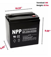 Load image into Gallery viewer, NPP NP6-225Ah 6V 225Ah Deep Cycle SLA AGM Battery | Perfect for Golf Cart, Solar System, Trolling Motor, RV, Camper, Marine, Wheelchair (2 Pack)
