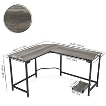 Load image into Gallery viewer, Teraves Modern L-Shaped Desk Corner Computer Desk Home Office Study Workstation Wood &amp; Steel PC Laptop Gaming Table (Small, Black Oak)
