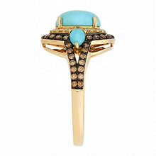 Load image into Gallery viewer, Effy Jewelry Turquoise &amp; Diamond Statement Ring in 14K Yellow Gold, 3.78 TCW HRY0I589UF

