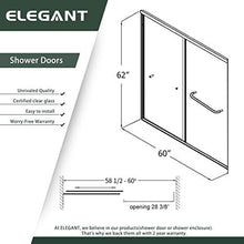 Load image into Gallery viewer, ELEGANT Bypass Tub Shower Door, Semi-Frameless Sliding Shower Door with 1/4 in. Clear Glass, 58 1/2 in. - 60 in. W x 62 in. H Tub Sliding Shower Doors, Black Hardware
