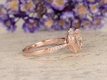 Load image into Gallery viewer, 8mm Heart Shaped Cut Natural Morganite Engagement Ring Solid 14k Rose Gold Pink Gemstone Diamond Halo Vintage Wedding Ring Half Eternity Antique Band Bridal Ring Anniversary Gift Birthstone for Her
