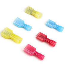 Load image into Gallery viewer, TICONN 200 Pcs Nylon Spade Quick Disconnect Connectors Kit, Electrical Insulated Terminals, Male and Female Spade Wire Crimp Terminal Assortment Kit
