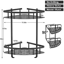 Load image into Gallery viewer, Flowmist Shower Caddy Corner Shelf, 2 Tiers Shower Organizer, No Drilling Wall Mounted Aluminum Adhesive Shower Shelf, Storage Rack for Toilet, Shampoo, Dorm and Kitchen
