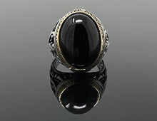 Load image into Gallery viewer, KAR 925K Stamped Sterling Silver Black Onyx Men's Ring I1I (11)
