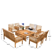 Load image into Gallery viewer, Christopher Knight Home Carolina Acacia Wood Outdoor Sofa Seating 8-Pcs Set in Brown Patina

