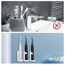 Load image into Gallery viewer, OKF Toothbrush Holder, Electric Toothbrush Holder Electronic Toothbrush Holder for Bathroom Wall Mount Plastic Small White Cute Double Compact Bathroom Tooth Brush Holder 2 Pack
