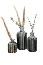 Load image into Gallery viewer, Creative Co-Op Embossed Stoneware Reactive Glaze Finish (Set of 3 Sizes) Vase Set, Blue

