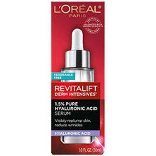Load image into Gallery viewer, Hyaluronic Acid Serum for Skin, L'Oreal Paris Skincare Revitalift Derm Intensives 1.5% Pure Hyaluronic Acid Face Serum, Hydrates, Moisturizes, Plumps Skin, Reduces Wrinkles, Anti Aging Serum, 1 Oz
