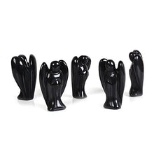 Load image into Gallery viewer, Justinstones Carved Black Obsidian Gemstone Peace Angel Pocket Guardian Angel Healing Statue 2 inch
