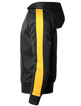 Load image into Gallery viewer, Premium Quality Shoulder Panel Track Pull-Over Hoodie Top Black Yellow M
