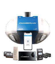 Load image into Gallery viewer, Chamberlain Group Chamberlain B980 Smartphone-Controlled Ultra-Quiet and Strong Belt Drive Garage Door Opener Ultimate Security Bundle with Battery Backup, Blue

