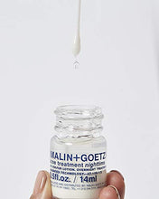 Load image into Gallery viewer, Malin + Goetz Acne Treatment Nighttime overnight spot-treatment, treats blemishes without drying skin. calms skin, fights impurities, prevents signs of scarring. all skin types, vegan. 0.5 fl.oz.

