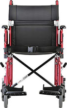 Load image into Gallery viewer, NOVA Medical Products Lightweight Transport Chair with Removable &amp; Flip Up Arms for Easy Transfer, Anti-Tippers Included, Red, 19"
