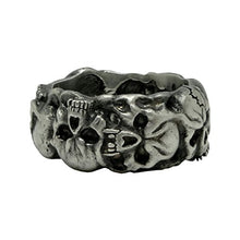 Load image into Gallery viewer, Silver 925 Custom Made Scull Band Masonic Memento mori Mens Biker Ring
