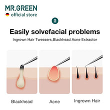Load image into Gallery viewer, MR.GREEN Ingrown Hair Tweezers Needle Nose Pointed Tips Tweezers For Eyebrows Splinters Blackhead Removal Acne Clip Extractor (Long)
