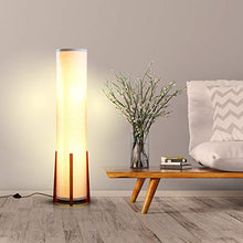 Load image into Gallery viewer, Brightech Parker - Decorative Tower Shade Floor Lamp for Living Rooms - Contemporary Column Lamp - Soft Light for Bedroom Standing 48 Inches (4') Tall - Asian Design w/Wood Frame - Incl. 2 LED Bulbs
