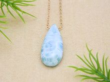 Load image into Gallery viewer, Rose Gold Larimar Necklace/Blue Larimar Gemstone Necklace/Perfect Layering Necklace/Natural Necklace/Jewelry Gift for Her/Holiday/Mother's Day Gift, Christmas
