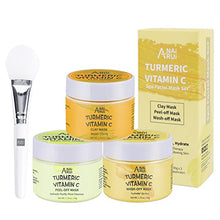 Load image into Gallery viewer, ANAIRUI Turmeric Vitamin C Facial Mask 3-in-1 Travel Mini Kit - Clay Mask, Peel Off Mask, Wash-Off Cream Mask, for Acne &amp; Dark Spots, Oily Skin, Facial Spa Treatment 1.75 oz × 3 ea
