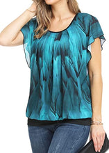 Load image into Gallery viewer, WUDODO Women's Flared Flouncing Tunic Printed Pleated Short Sleeve Mesh Ruffled Blouse Top
