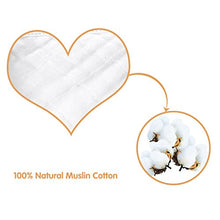 Load image into Gallery viewer, PPOGOO Burp Cloths Extra Absorbent and Soft Large 20"x10" 4 Pack 6 Layers 100% Muslin Cotton White

