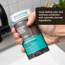 Load image into Gallery viewer, Every Man Jack Men’s Sea Minerals + Citron Antiperspirant Deodorant - Stay Fresh with Antiperspirant Men’s Deodorant - Odor Crushing, Long Lasting, Plant-Based, and No Harsh Chemicals - 2.6 oz - 2 Pack
