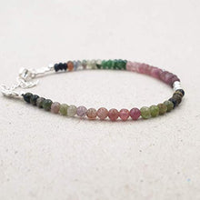 Load image into Gallery viewer, Watermelon Tourmaline Beaded Bracelets for Women Stackable Sterling Silver Birthstone Jewelry

