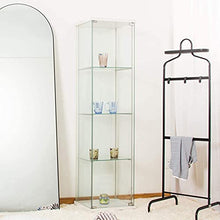 Load image into Gallery viewer, Glass Display Cabinet 4-Shelf Case in Clear with Door, Curio Cabinet Glass Door Collection Display Case for Home Office (64” x 17”x 14.5, White)
