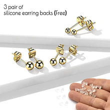 Load image into Gallery viewer, Luxval 18K Stud Earrings for Women, Gold Ball Stud Earrings Butterfly Backings, Gold Plated Hypoallergenic Jewelry for Girls 3,4,5MM
