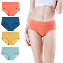 Load image into Gallery viewer, wirarpa Womens Soft Cotton Stretch Underwear 4 Pack Comfortable Mid Rise Briefs Underpants Plus Size Panties Orange Blue Yellow Green, Large
