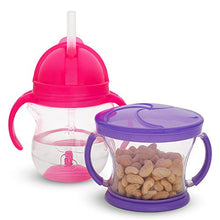 Load image into Gallery viewer, Munchkin Happy Snacker Snack Catcher &amp; Sippy Cup Set, 4 Pack, Pink/Purple/Orange

