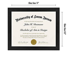 Load image into Gallery viewer, Americanflat 8.5x11 Diploma Frame in Black with Shatter Resistant Glass - Horizontal and Vertical Formats for Wall and Tabletop
