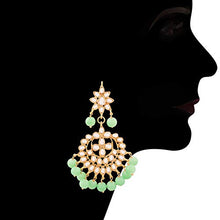 Load image into Gallery viewer, I Jewels Traditional Kundan &amp; Mint Pearl Choker Necklace Set for Women (K7058Min)
