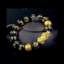 Load image into Gallery viewer, Feng Shui Black Obsidian Wealth Bracelet, 3 Pcs Good Luck Pi Xiu Bracelets for Women Men Attract Health Wealth Money Feng Shui Jewelry
