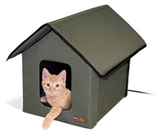 Load image into Gallery viewer, K&amp;H Pet Products Outdoor Heated Kitty House Cat Shelter Olive Green 18 X 22 X 17 Inches
