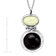 Load image into Gallery viewer, Silpada 'on the Double' Natural Prehnite &amp; Obsidian Pendant Necklace in Sterling Silver

