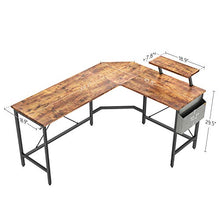 Load image into Gallery viewer, Cubiker Modern L-Shaped Computer Office Desk, Corner Gaming Desk with Monitor Stand, Home Study Writing Table Workstation for Small Spaces, Rustic
