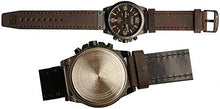 Load image into Gallery viewer, Mens Leather Strap Watches Chronograph Classic Black Casual Dress Stainless Steel Case Waterproof Date Analog Quartz Multifunction Military Watch (Brown)
