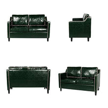 Load image into Gallery viewer, Mid Century Modern 3 Piece Sectional Sofa Set Couches for Living Room Faux Leather Armrest Office Couch Set Loveseat for Small Spaces, Home Furniture Green (Loveseat + 2 Single (3pcs), Green &amp; White)
