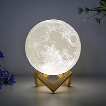 Load image into Gallery viewer, BRIGHTWORLD Moon Lamp Moon Night Light 3D Printed 7.1IN Lunar Lamp for Kids Gift for Women USB Rechargeable Touch Control Brightness Warm and Cool White
