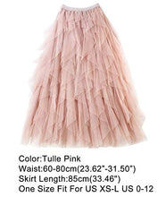 Load image into Gallery viewer, Femiserah Women's Long Rainbow A Line Tulle Tutu Skirts Tiered Skirt Petticoat (Tulle Pink)

