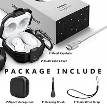 Load image into Gallery viewer, (with Security Lock) Armor Case Cover for Samsung Galaxy Buds Pro Case/ Galaxy Buds Live Case / Galaxy Buds 2 Case Cover Hard PC Shockproof Case Cover with Keychain/Straps/Cleaning Brush. (Black)
