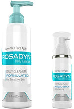 Load image into Gallery viewer, Rosadyn Cleanser and Serum Set - Soothing Daily Cleanser and Calming Anti Aging Serum Treatment Gel for Facial Redness Relief, Natural Skin Care your Delicate Face
