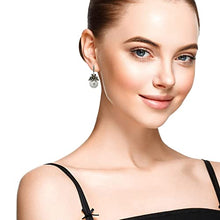 Load image into Gallery viewer, The Retro Vintage Fashion Luxury Flower Matt Black Pearl with Zircon Earrings with S925 Silver Post for Women Girl Gifts Valentines/Birthday/ Anniversary / Mother’s Day
