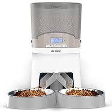 Load image into Gallery viewer, Automatic Cat Feeder, ALUKE 7L Pet Feeder Food Dispenser for Two Cats and Dogs, Two-Way Splitter and Double Bowls with Portion Control, Voice Recorder and Programmable Timer Feeder for up to 6 Meals
