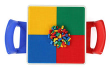 Load image into Gallery viewer, Humble Crew, White/Blue/Red Kids 2-in-1 Plastic Building Blocks-Compatible Activity Table, 20X20X17 H
