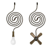 Load image into Gallery viewer, Ceiling Fan Pull Chain, 2pcs 3mm Diameter Beaded Ball Fan Pull Chain, 24 Inches Fan Pulls Set with Connector（Antique）
