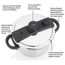 Load image into Gallery viewer, Zavor EZLock 7.4 Quart Stove-top Pressure Cooker with Dual Pressure Settings, Universal Locking Mechanism, Recipe Book and Steamer Basket - Polished Stainless Steel (ZCWEZ03)
