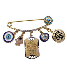 Load image into Gallery viewer, Muslim Islam Allah Quran Vanyakad Turkish Evil Eye Hamsa Hand of Fatima Stainless Steel Pin Brooch Baby Pin
